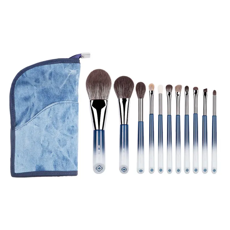 11-BRUSHES-POUCH Новая коллекция осень года, набор кистей из 11 предметов-супер мягкие натуральные волосы и быстросохнущий синтетический набор кисточек для макияжа - Handle Color: 11-BRUSHES-POUCH