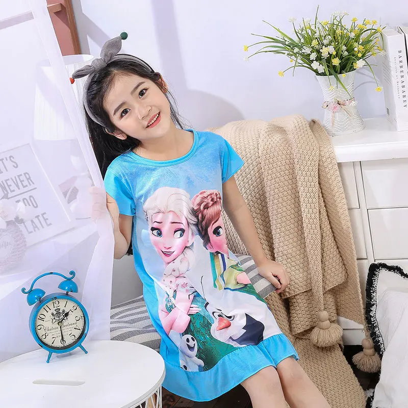 Осень Meisjes Sneeuw Koningin Анна, Эльза, Олаф Prinses Jurken voor Meisjes Verjaardag Kleren Sneeuwwitje Jurk Kids Nachtkleding - Цвет: YF012-GZ