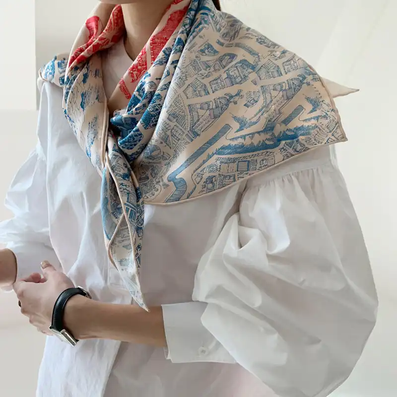 Luna Dolphin Grand Foulard Carre Pour Femme 90x90cm En Serge De Soie Beige A La Cannelle Frappe A La Main Chale A Sertir Enveloppe Pashmina Aliexpress