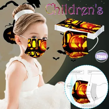 

Halloween Pumpkin Print Masks Breathable Disposable Mask Three-layer Non-woven mask for face mouth Elastic Earloop Mascarillas