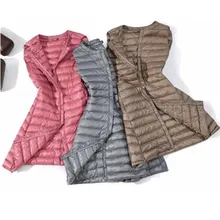 Женский жилет, Осень-зима, Женский безрукавный жилет, на пуговицах, ветрозащитный, легкий, длинный, теплый, плюс размер, M-3XL