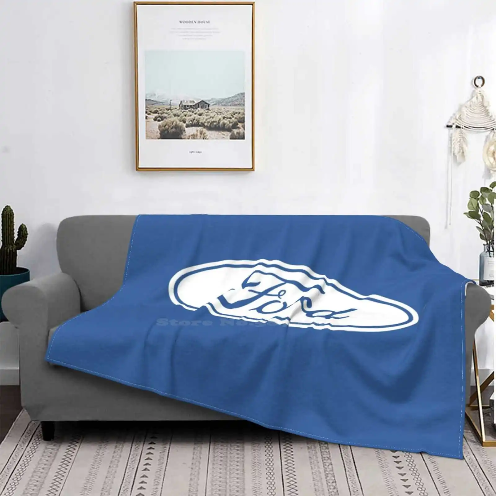 

Motors White Logo Fan Art Creative Design Comfortable Warm Flannel Blanket Logo Symbol F150 Muscle Car Cars Fiesta Fast