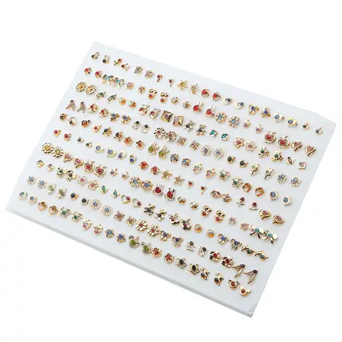 Colorful Fruit Flower Heart Star Crystal Stud Earrings Set Women Girls Small Plastic Geometric Crown Earrings Jewelry