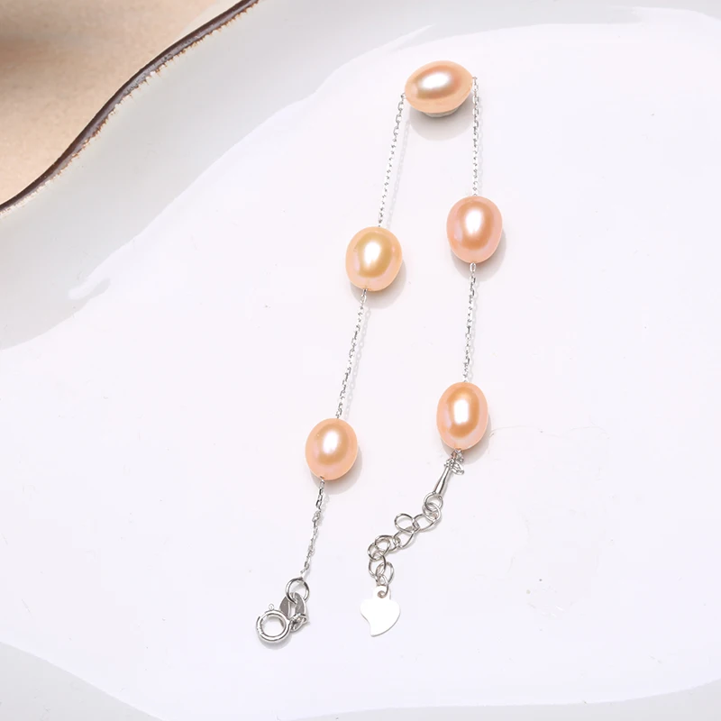 Pink extend chain BaroqueOnly babysbreat дизайн пресноводный браслет с жемчужинами овальной формы регулируемый браслет 925 серебро удлинение цепи лучший подарок хао - Цвет камня: Pink extend chain