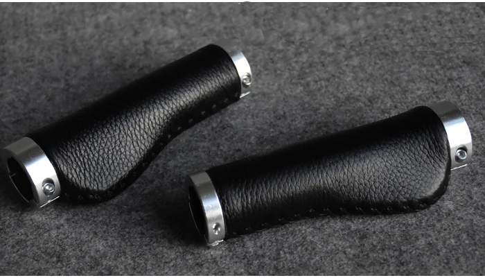 Cowhide handlebar grip lock on 90 / 128mm fit bromtpon bike mountain bike road bike leather grips 22.2mm handlebar universal