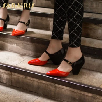 

SARAIRIS New Arrivals Plus Size 43 Chunky High Heels Luxury Brand Mary Janes Summer Sandals women's Shoes Woman