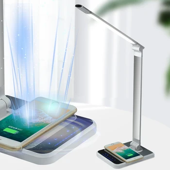 

LED Desk Lamp Dimmable Reading Light Phone Wireless Charging Table Lamp Timming Foldable Touch Night Light Gesture Control