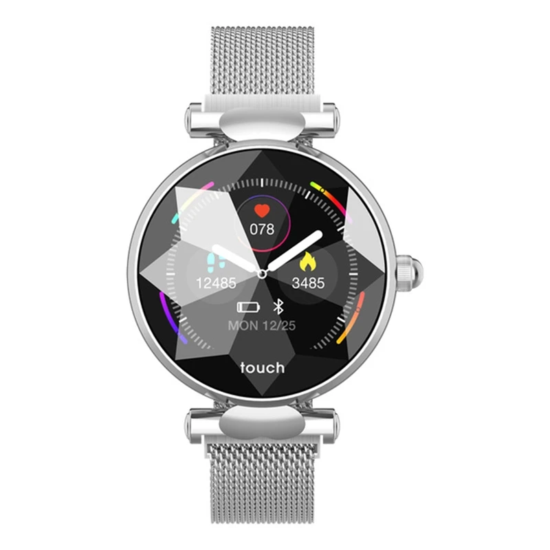 Steel Strap Silver Женская мода B80 Smart Watch Фитнес Артериальное давление Монитор сердечного ритма Активность Отслеживание Упражнение Шагомер информации Push Smart Браслет Diamond Cut Surface - Цвет: Steel Strap Silver