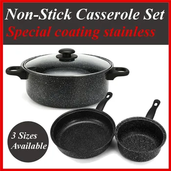 

4Pcs/Set Non-stick Frying Pan Casserole Medical Stone Coating Chef's Pans With Heat Resistant Handle For Gas & Incuction Coer