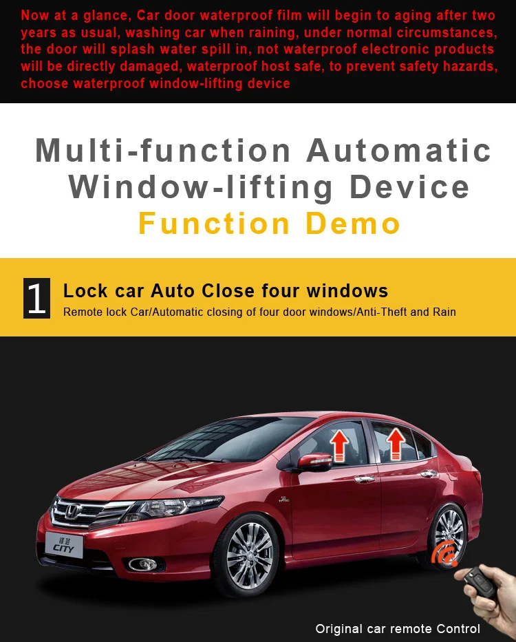 Для автомобильных окон подъёмник для HONDA CITY 2009- Пульт дистанционного управления для подъема окна падения с 1 кликом закатать 4 двери управляющее устройство