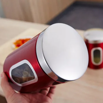 

3pcs Stainless Steel Food Storage Canister Moisture-proof Box with Glass Window and Stainless Steel Lid