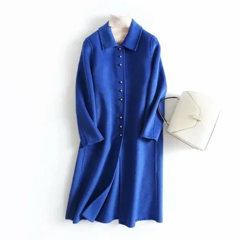

2019 Autumn Winter High Quality New 100% Double-sided Wool Coat Single-breasted Slim Temperament Ladies Coat Jacket Cc147