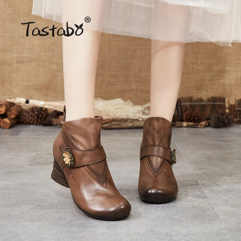 Женские ботинки ручной работы Tastabo из натуральной кожи в винтажном стиле S99806