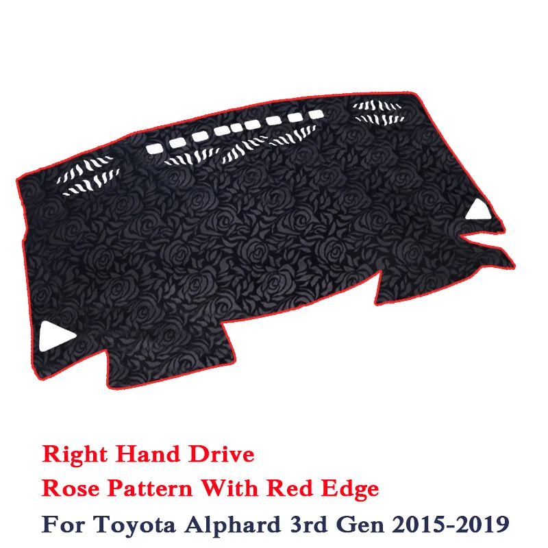 Rose Red RHD Автомобильный Стайлинг приборной панели Избегайте света Pad Инструмент крышка платформы коврики Роза для Toyota Alphard 3rd Gen- LHD и RHD Анти-пыль - Название цвета: Rose Red RHD