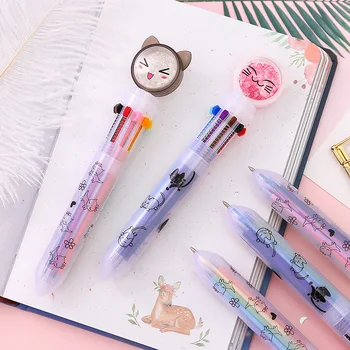 

Kawaii Smiling Cat 10 Colors Chunky Ballpoint Pen School Office Supply Gift Stationery Papelaria Escolar
