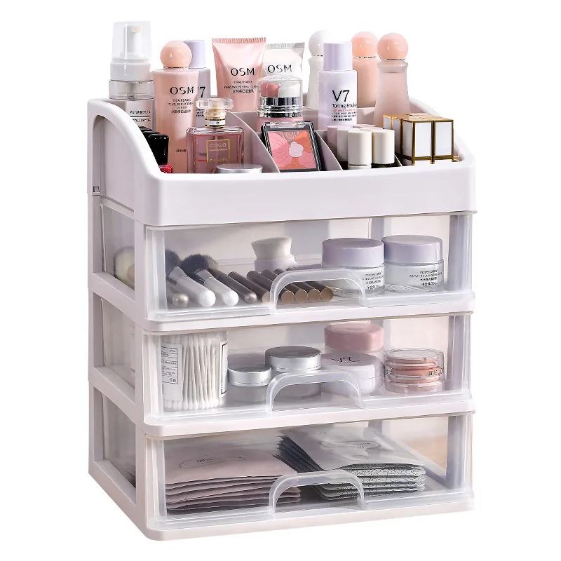 Makeup Organizer Drawers Plastic Cosmetic Storage Box Jewelry Container  Makeup Brush Holder Desktop Sundry Storage Case