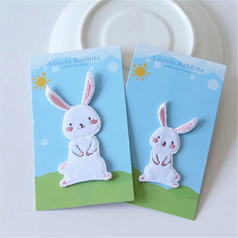 

MAXSIN FUN 1 Pc High Quality Embroidered Patch Lovely Plush Bunny Sticker Garment Accessories Iron On Clothes Decorative DIY