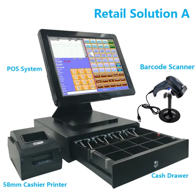 15 Inch Pos Software Touch Screen Pos System Cash Register Machine