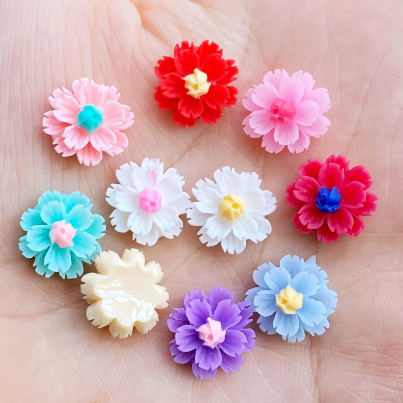 60Pcs New Mini Cute Flower Series Flatback Cabochon Scrapbook Kawaii DIY Embellishments Accessories G42