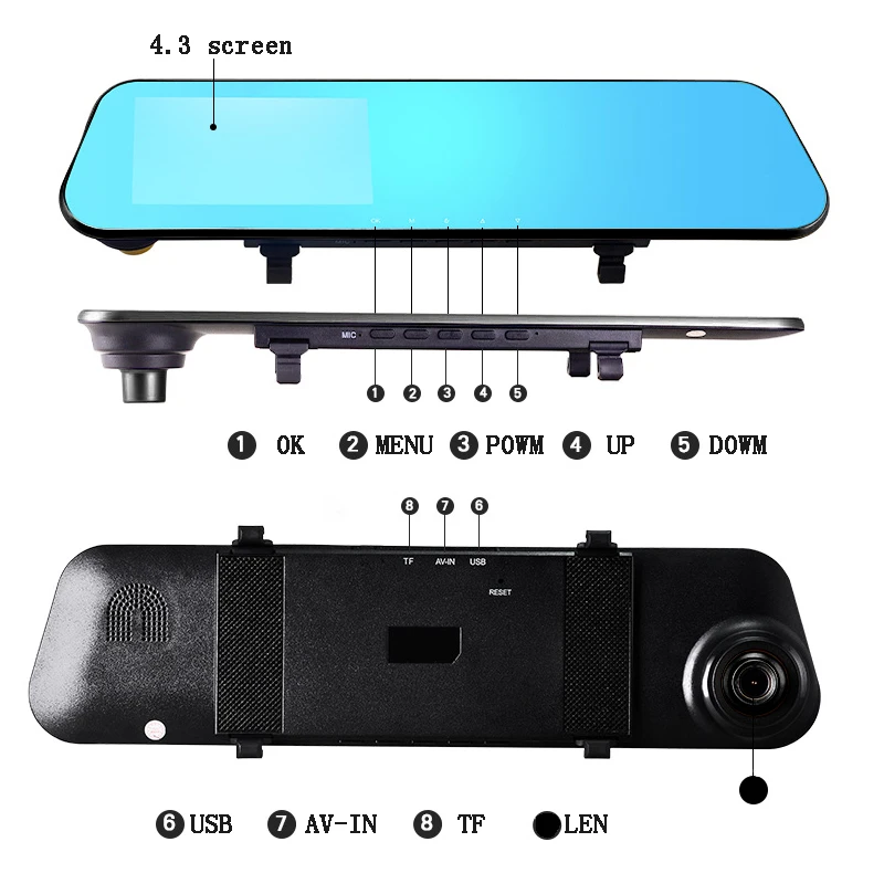 Автомобильный видеорегистратор камера ночного видения full hd1080p двойная линза