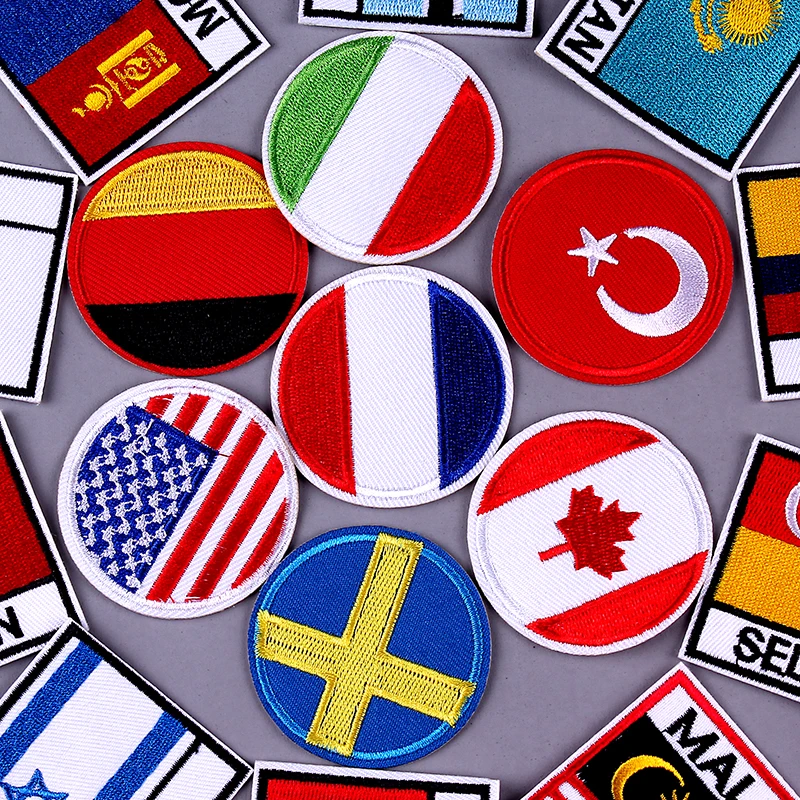 Pulaqi 3D квадратные круглые национальные флаги патч, вышитые патчи для одежды Железная одежда нашивки армейский патч тактические значки F