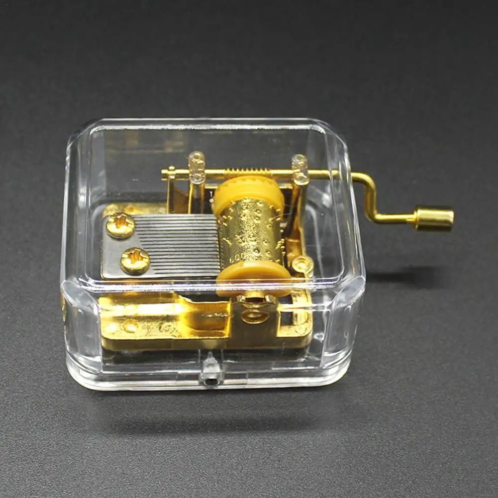 Mini Music Box Hand Cranking Music Movement Transparent DIY Music Box For Christmas Gift