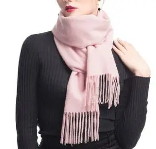 PINK Утолщенный кашемировый шарф, универсальный длинный участок, весна-осень-зима, женский корейский черный шерстяной платок и маленький - Color: PINK