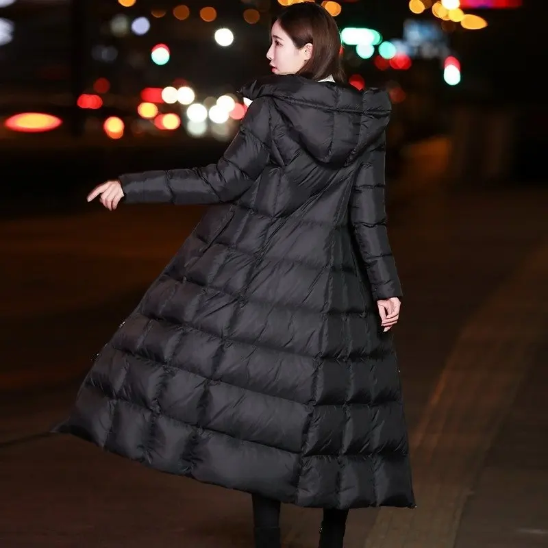 Хлопковое теплое пальто, водонепроницаемая Женская куртка, плюс размер 4xl, черное тонкое длинное пальто, женская зимняя парка с капюшоном, пальто