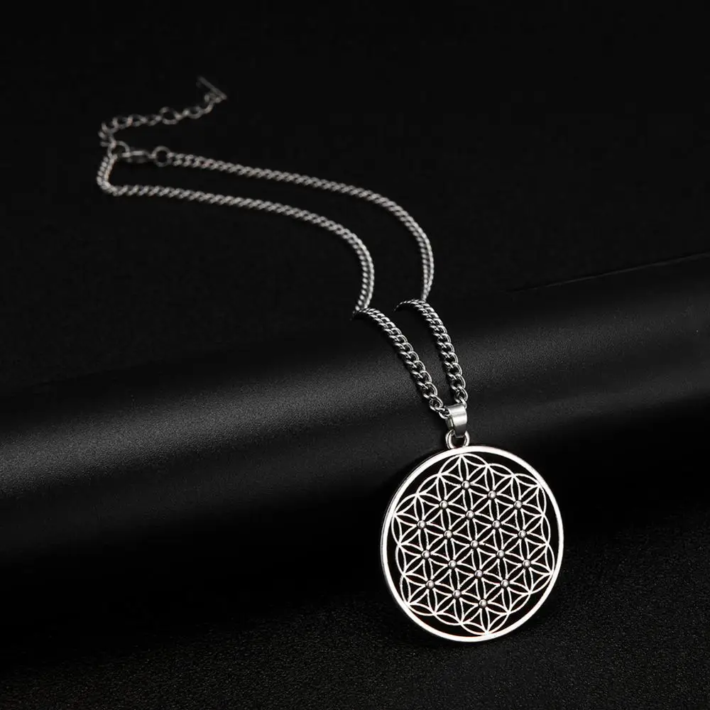 Fishhook Цветок жизни Мандала ожерелье кулон ювелирные изделия Священная Геометрия