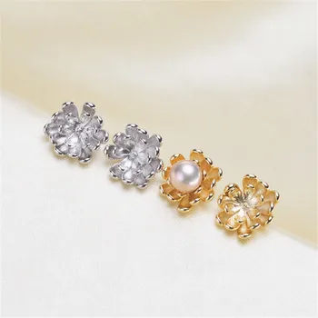 

Plated Silver Earrings Mountings Pearl Ear Wires Earrings Hook Findings Settings for DIY Stud Earrings Jewelry Making Findings