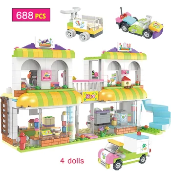 

688pcs Girls Friendship Series Supermarket Building Blocks Lepininglys Girls Friends Education Bricks Toy for Children Girls