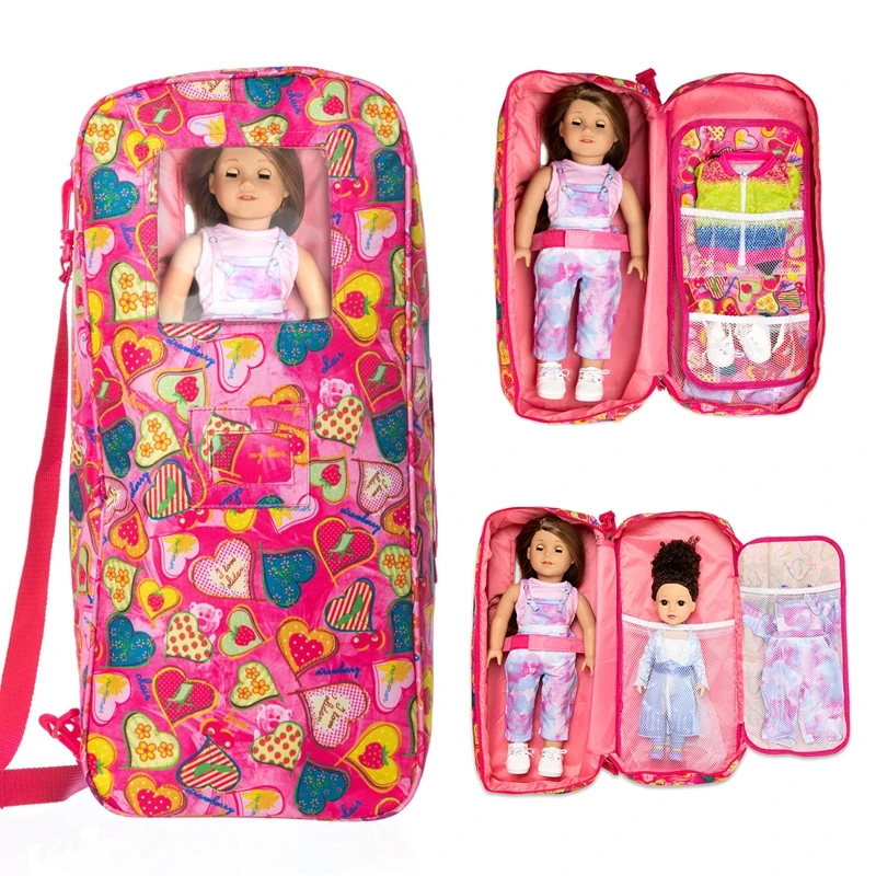 

Переноска для кукол с пакетами для американской куклы размером 45 см, аксессуары для кукол размером 18 дюймов
