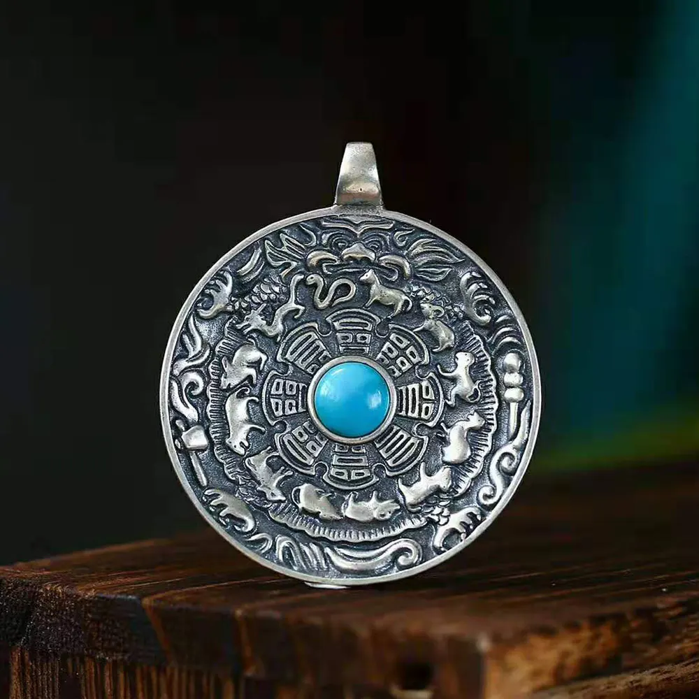 Подвеска RADHORSE из стерлингового серебра 925 пробы, ювелирные украшения из бирюзы, Jiugong сплетни с двенадцатью знаками Зодиака, моделирование S925, серебряные подвески