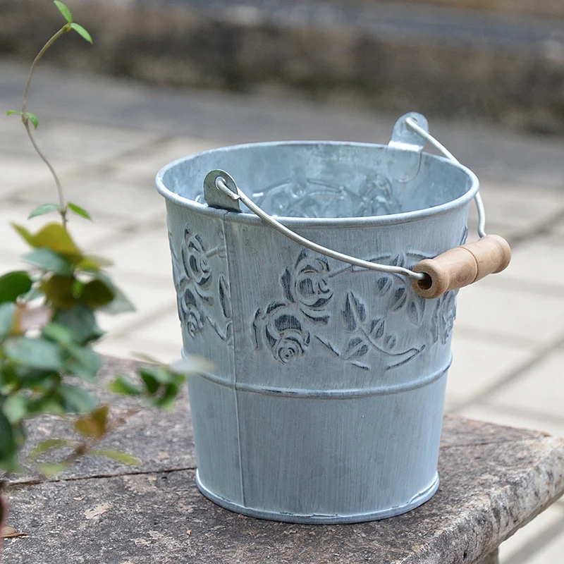 

Mini Aged Bucket Planters Zinc
