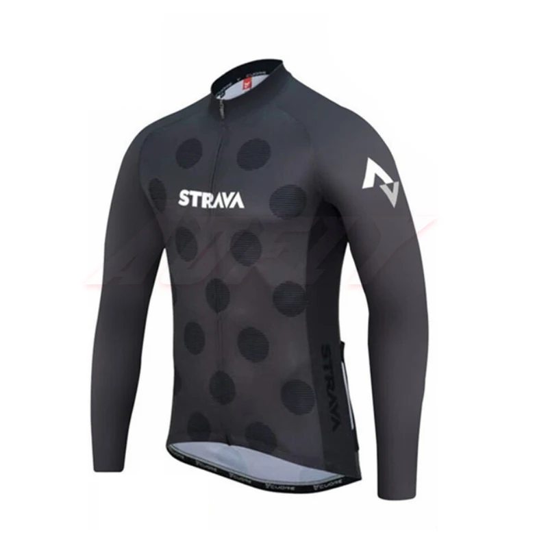 Fleece top STRAVA/Зимний Трикотажный костюм с длинными рукавами; комбинезон; ropa ciclismo; одежда для горного велосипеда; униформа - Цвет: Fleece top