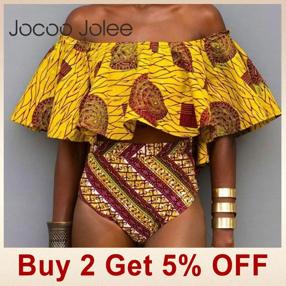 Jocoo Jolee, винтажные женские летние костюмы с открытыми плечами, новинка, цветочный принт, облегающий боди для женщин с оборками