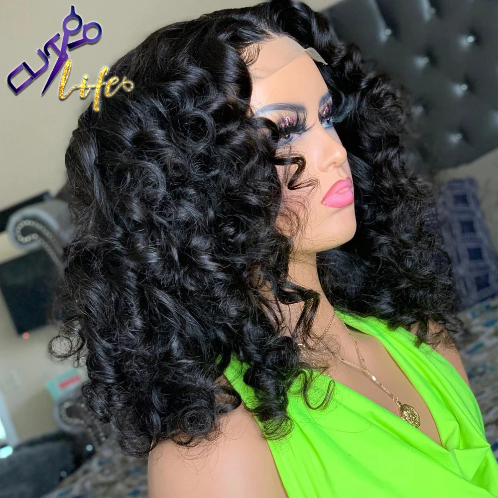 Short Natural Cut Curly Bob Wig 13X4 Lace Front Wig Human Hair Wigs Brazilian Hair For Pre Plucked Remy For Black Women