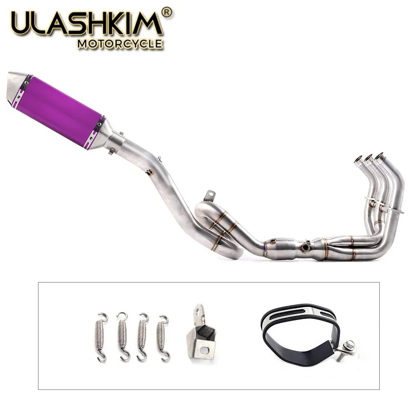 same photo Для Yamaha MT09 TRACER FZ09- Мотоцикл углеродного волокна цвета Глушитель побега полная система скольжения на средней трубе - Цвет: same photo