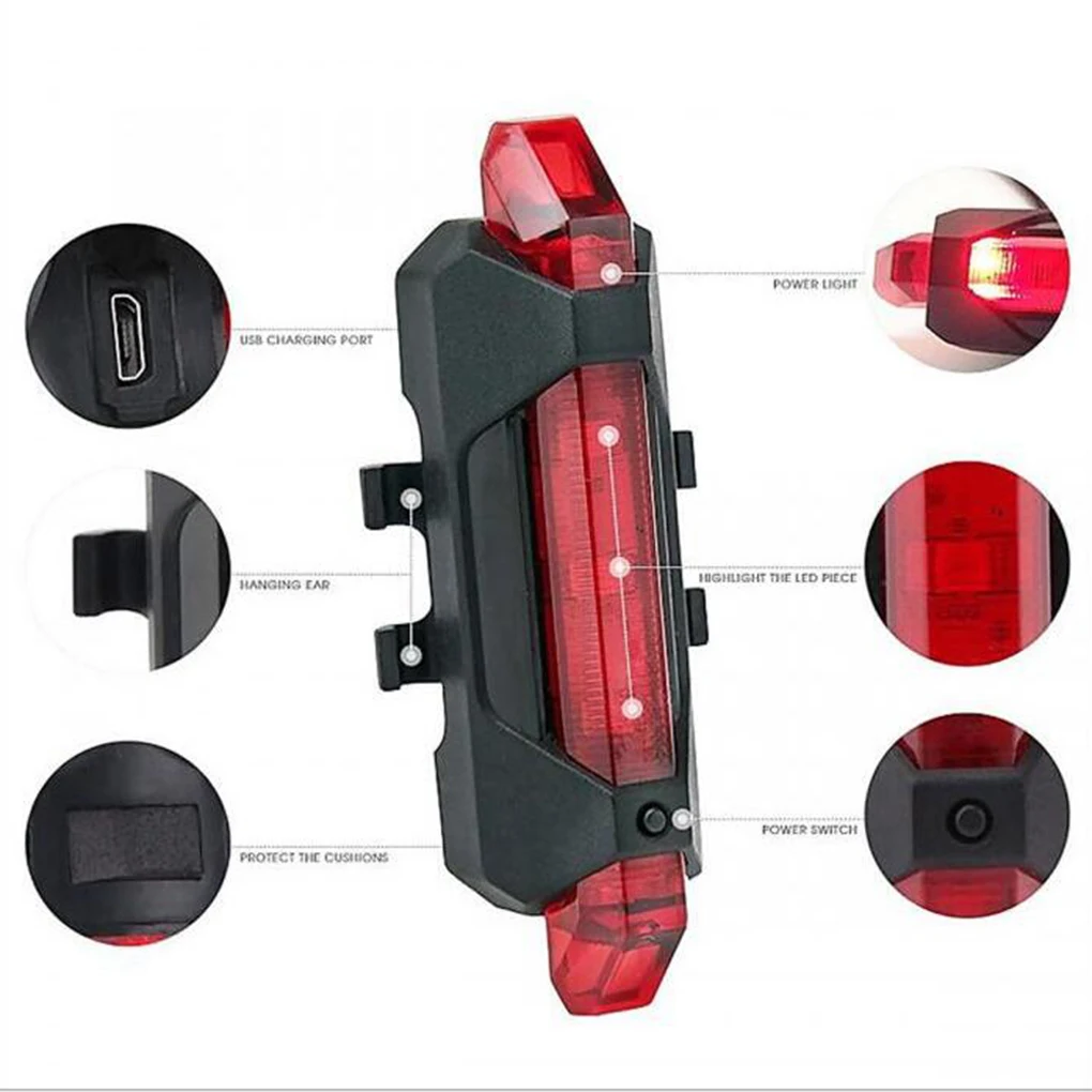 Велосипедный свет, светодиодные задние фонари USB Перезаряжаемый безопасность заднего хвоста Предупреждение велосипедный светильник портативный флэш-светильник супер яркий
