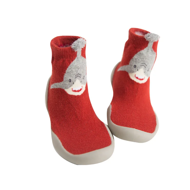 Домашние носки для малышей; носки для новорожденных; сезон осень; махровые хлопковые носки для маленьких девочек с резиновой подошвой; забавные носки с изображением кота для младенцев