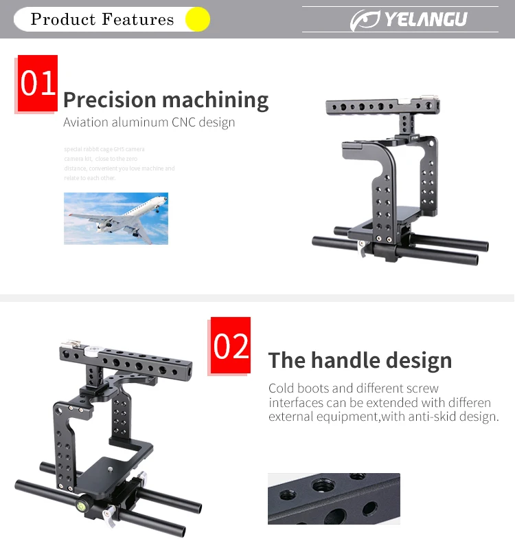 Professional Aluminum Alloy Camera Cage Stabilizer for Panasonic GH5/GH4 DSLR Durable and Stable