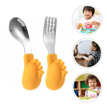 

1 Set Toddler Utensils Baby Spoons Fork Essentials Kiddy Cutlery Forks
