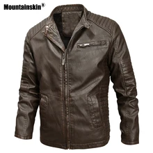Новинка; кожаная куртка для мужчин; мотоциклетная куртка; Осенняя Повседневная байкерская куртка из искусственной кожи; приталенная Мужская брендовая одежда; SA773
