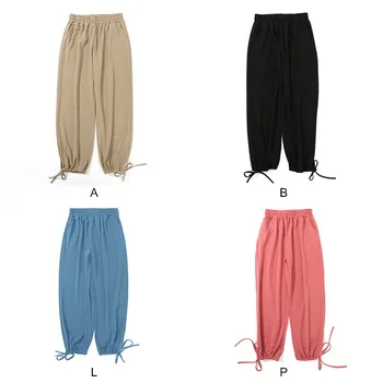 

Loose Beam Foot Chiffon Grandma Pant Carrot Pants Comfy Harem Pants Mid Waist Elastic Drawstring Straight Casual Long Pant.w