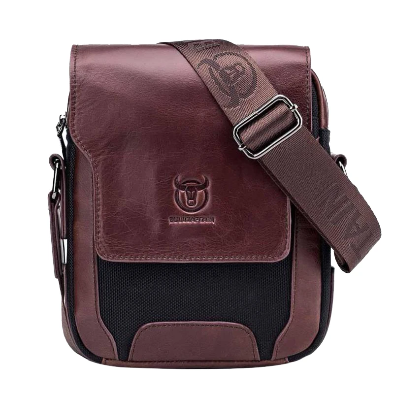 

Bullcaptain Genuine Leather Men'S Crossbody Bag Shoulder Vintage Messenger Handbags for Men Casual Bag