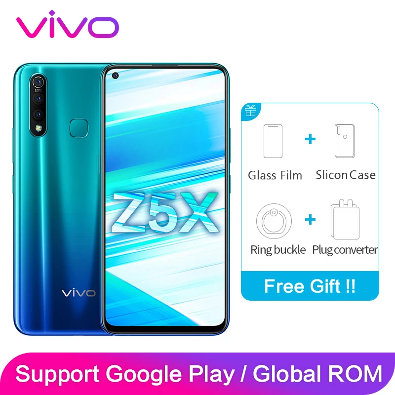 Vivo Z5X Поддержка глобальной Встроенная память оригинальный посылка 6 ГБ 128 2340*1080 6,53 "Экран 16MP + 16MP + 8MP + 2MP смартфон на базе восьмиядерного