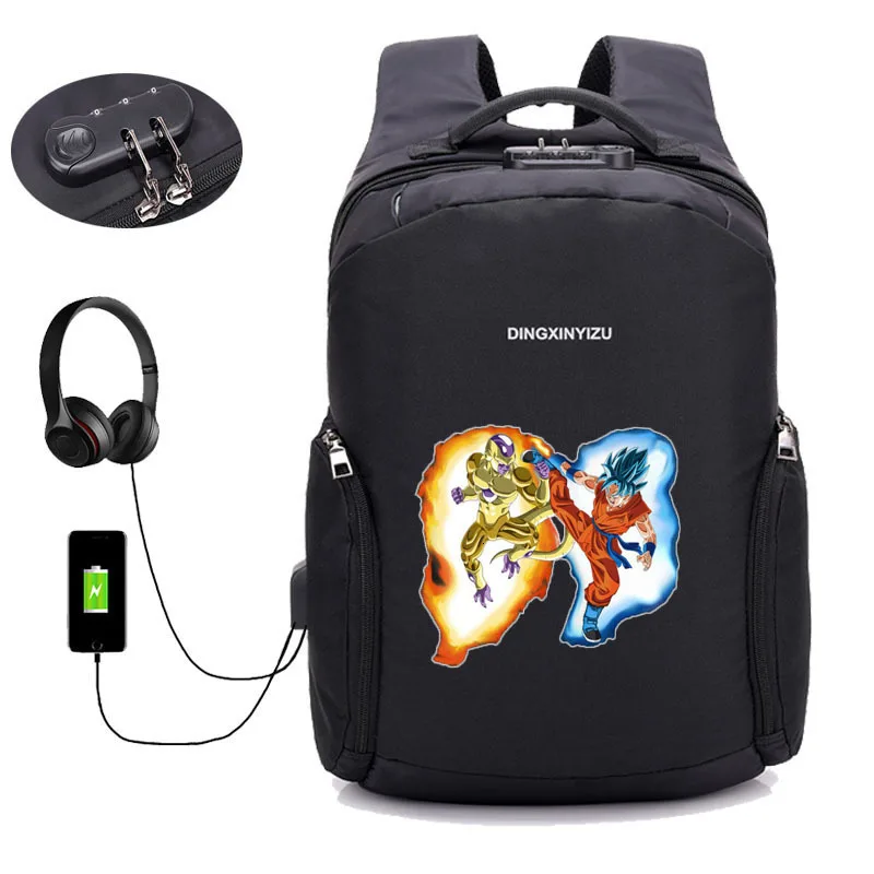 02 anime Dragon Ball Z backpack USB Charge Computer Backpacks Anti-theft bag student book Bags teenagers men women Travel backpack - Цвет: 02
