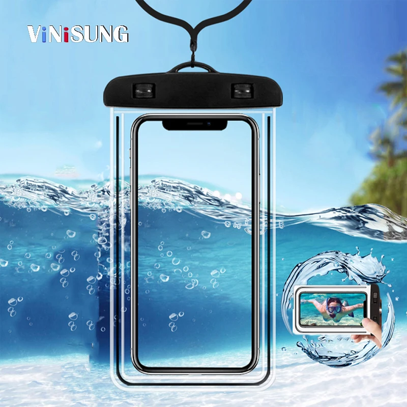 

Waterproof Mobile Phone Case For Iphone 7 8 X Xs Max Xr Samsung S9 Clear Pvc Sealed Underwater Cell Smart Phone Dry Pouch Cover