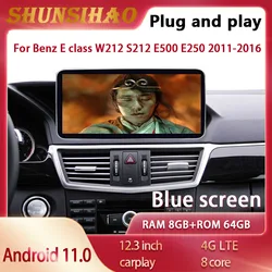 ShunSihao – autoradio android, navigation GPS, tout en un, pour voiture benz E W212 S212 E500 E250 12.3 2009, 2016 pouces, unité centrale Blu ray, carplay, Qualcomm 