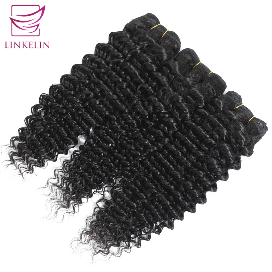 Brazilian Deep Wave Human Hair Bundles Natural Color Free Shipping 1/3/4 Bundles Hair Extension LINKELIN Brazilian Hair Weave